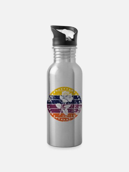 Rose - Trinkflasche mit integriertem Trinkhalm - Lightsilver