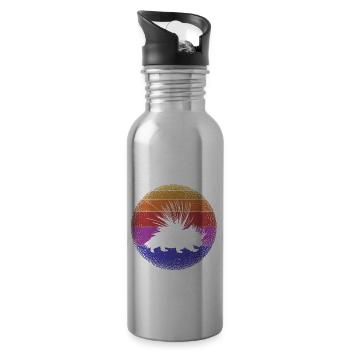 Porcupines Designs for Animal Lovers Rodent - Water bottle with straw - silver - Right
