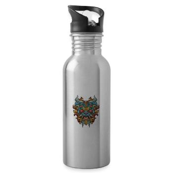 Brasilianisches Jiu Jitsu und Grappling - Jiu - Trinkflasche mit integriertem Trinkhalm - Lightsilver - Rechts