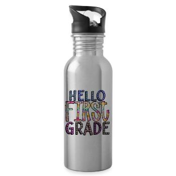 Bonjour Première année Rainbow Girls Boys Équipe d’enseignants - Gourde avec paille intégrée - argent clair - Droite