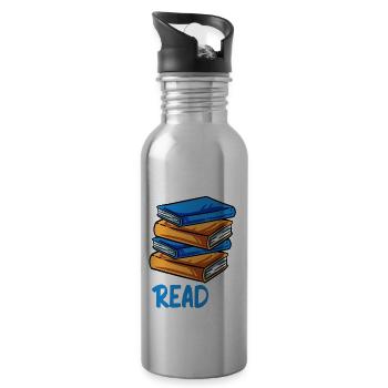 Bücher Lesen Buch Bücherwurm Buchnerd Roman - Trinkflasche mit integriertem Trinkhalm - Lightsilver - Rechts