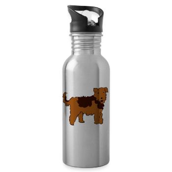 Airedale Terrier - Trinkflasche mit integriertem Trinkhalm - Lightsilver - Rechts