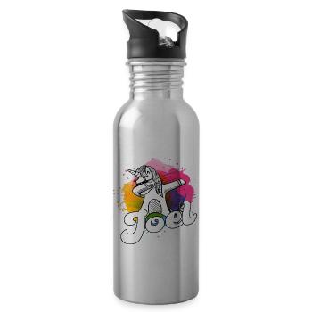 JOEL - Beau nom de garçon avec licorne cool - Gourde avec paille intégrée - argent clair - Droite