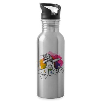 YVES - Beau nom de garçon avec licorne cool - Gourde avec paille intégrée - argent clair - Droite