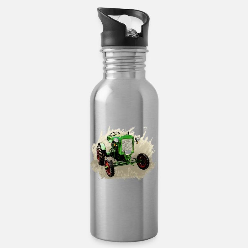 Deutz F1M 414 Bauernschlepper - Trinkflasche mit integriertem Trinkhalm - Lightsilver