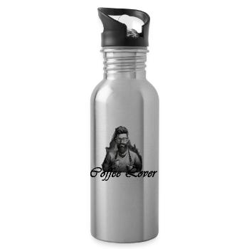 Barista Coffee Lover Schwarz - Trinkflasche mit integriertem Trinkhalm - Lightsilver - Rechts