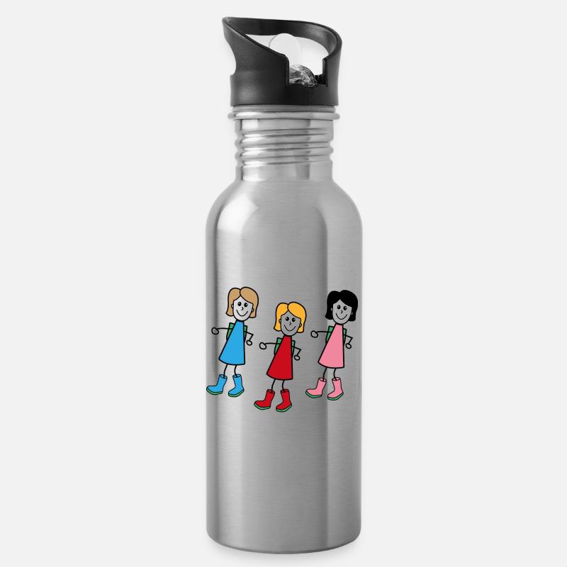 Frauen im Comic Style - Trinkflasche mit integriertem Trinkhalm - Lightsilver