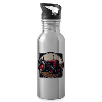Traktor / Landwirtschaft / Bauer / Feldarbeit - Trinkflasche mit integriertem Trinkhalm - Lightsilver - Rechts