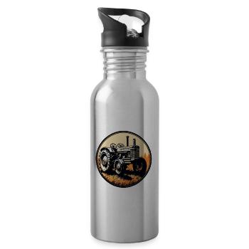 Traktor / Landwirtschaft / Bauer / Feldarbeit - Trinkflasche mit integriertem Trinkhalm - Lightsilver - Rechts