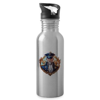 Capitaine / Marin / Marin / Marin / Maritime / Ahoy - Gourde avec paille intégrée - argent clair - Droite