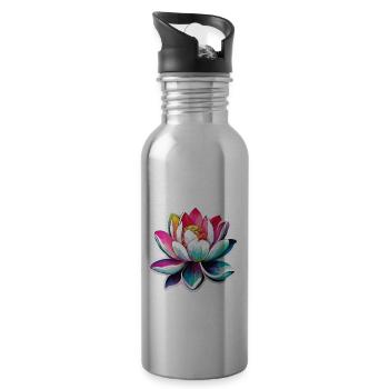 Lotusblüte / Seerose / Spiritualität / Blume - Trinkflasche mit integriertem Trinkhalm - Lightsilver - Rechts
