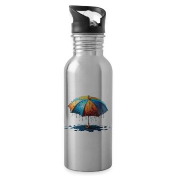 Parapluie / Météo / Précipitations / Gouttes de pluie - Gourde avec paille intégrée - argent clair - Droite