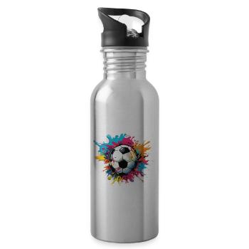 Football / Jeu / Ballon / Terrain / Tir - Gourde avec paille intégrée - argent clair - Droite