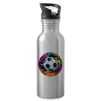 Football / Jeu / Ballon / Terrain / Tir - Gourde avec paille intégrée - argent clair - Droite