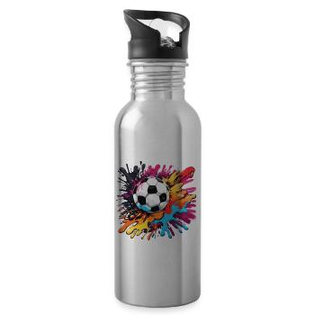 Football / Jeu / Ballon / Terrain / Tir - Gourde avec paille intégrée - argent clair - Droite