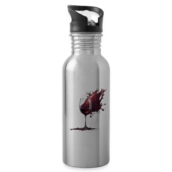 Wein / Trauben / Alkohol / trinken / Genießen - Trinkflasche mit integriertem Trinkhalm - Lightsilver - Rechts