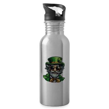 Leprechaun / Leprechaun / Vert / Gingembre / Irlande - Gourde avec paille intégrée - argent clair - Droite