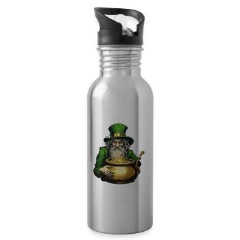 Leprechaun / Leprechaun / Vert / Gingembre / Irlande - Gourde avec paille intégrée - argent clair - Droite