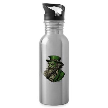 Leprechaun / Leprechaun / Vert / Gingembre / Irlande - Gourde avec paille intégrée - argent clair - Droite