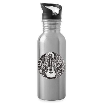 Rock n roll / Gitarre / Musik / Instrument - Trinkflasche mit integriertem Trinkhalm - Lightsilver - Rechts