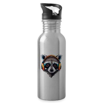 Casque d’écoute / Audio / Musique / Animal / Raton laveur / Cool - Gourde avec paille intégrée - argent clair - Droite