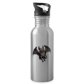 Bat / Vampire / Dracula / Animal / Halloween - Water bottle with straw - silver - Right
