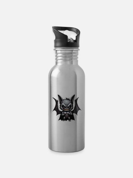 Fledermaus / Vampir / Dracula / Tier / Halloween - Trinkflasche mit integriertem Trinkhalm - Lightsilver