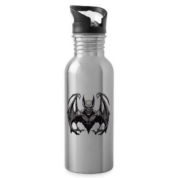 Bat / Vampire / Dracula / Animal / Halloween - Water bottle with straw - silver - Right