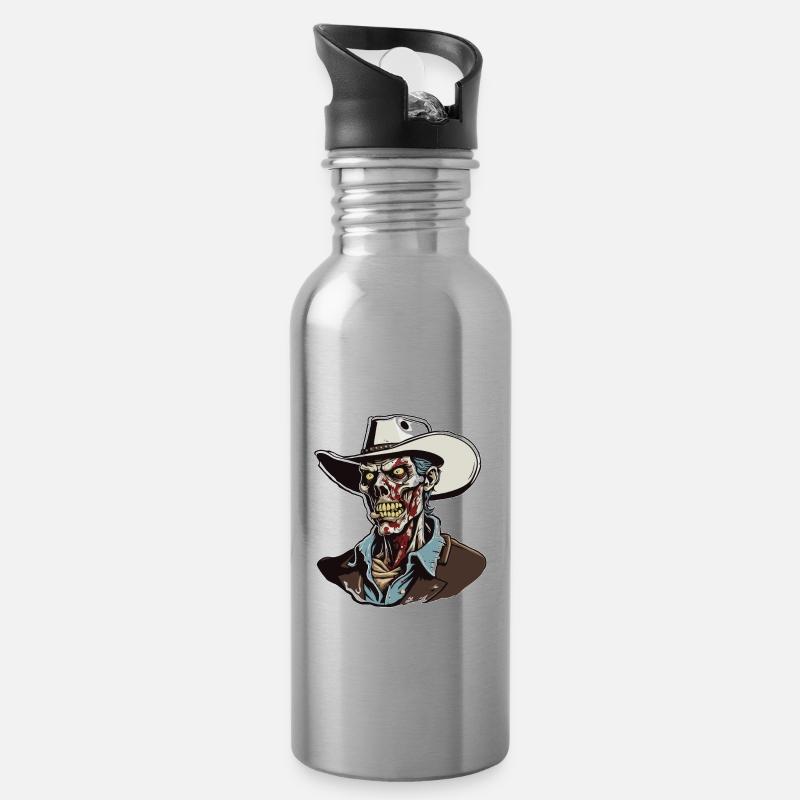 Cowboy / Wilde Westen / Wüste / Lasso / Rodeo - Trinkflasche mit integriertem Trinkhalm - Lightsilver