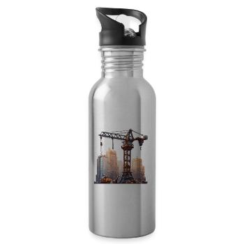 Crane / construction site / winch / crane system - Water bottle with straw - silver - Right