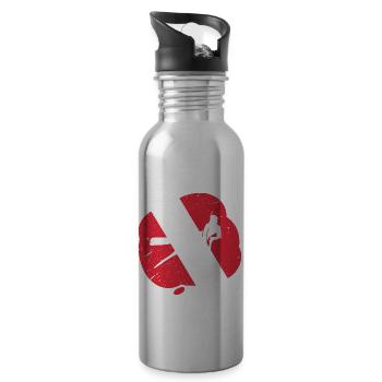 Red White Diving Flag Harpoon Hunting Diver - Water bottle with straw - silver - Right