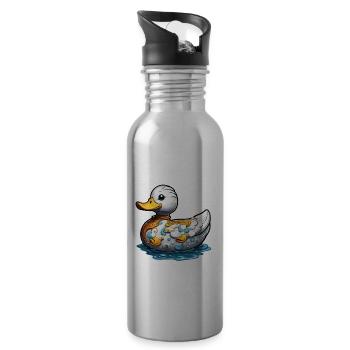 Gummiente / Badeente / Wasser / Badewanne - Trinkflasche mit integriertem Trinkhalm - Lightsilver - Rechts