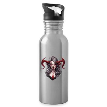 diabolical woman / blood / gothic / heavy metal - Water bottle with straw - silver - Right