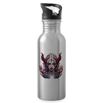 diabolical woman / blood / gothic / heavy metal - Water bottle with straw - silver - Right