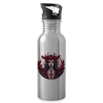 diabolical woman / blood / gothic / heavy metal - Water bottle with straw - silver - Right