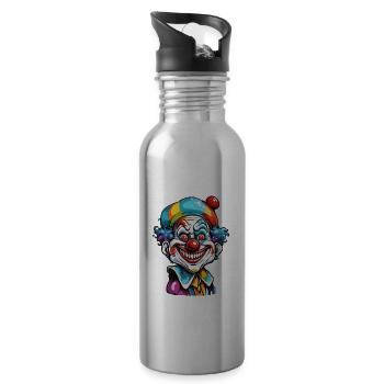 Clown / Zirkus / Fasching / Karneval / verspielt - Trinkflasche mit integriertem Trinkhalm - Lightsilver - Rechts