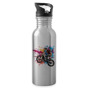 Motard / Motard / Motard / Deux-roues / Cross - Gourde avec paille intégrée - argent clair - Droite