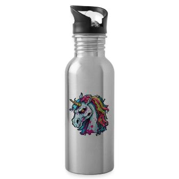 Unicorn / mythical creatures / fairy tales / magic / glitter - Water bottle with straw - silver - Right