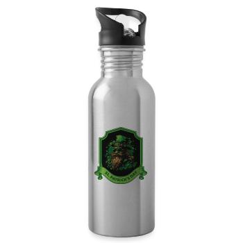 St. Patrick's Day Hipster Beard - Water bottle with straw - silver - Right