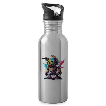 Robot Animal / AI / Mechanized Animals / Comic - Water bottle with straw - silver - Right