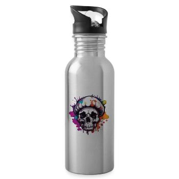 Mushroom / Mushroom / Meadow / Forest / Goa / Psy - Water bottle with straw - silver - Right