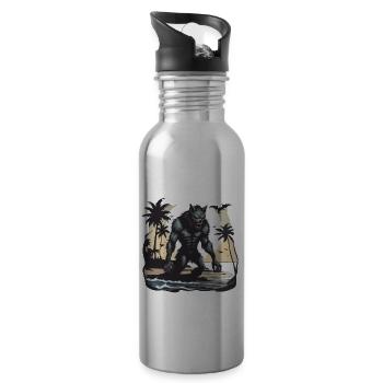 Werwolf / Vollmond / Wesen / Verwandlung / Fluch - Trinkflasche mit integriertem Trinkhalm - Lightsilver - Rechts
