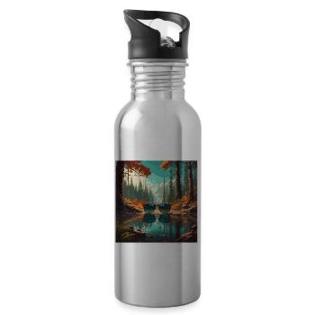 Sonnenbrille / Reflektion / Wald / Spiegelung - Trinkflasche mit integriertem Trinkhalm - Lightsilver - Rechts