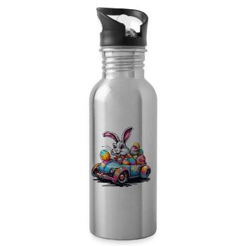 Easter Bunny / Easter / Eggs / Holidays / Easter - Water bottle with straw - silver - Right
