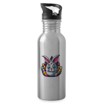 Easter Bunny / Easter / Eggs / Holidays / Easter - Water bottle with straw - silver - Right