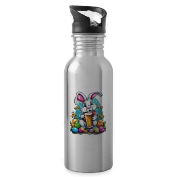 Easter Bunny / Easter / Eggs / Holidays / Easter - Water bottle with straw - silver - Right