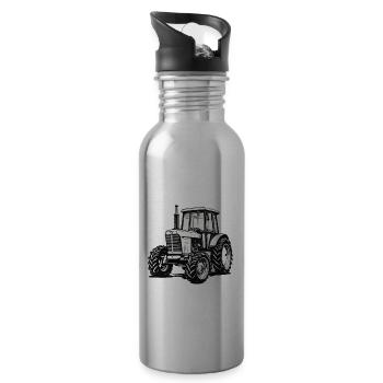 Traktor / Landwirtschaft / Bauer / Feldarbeit - Trinkflasche mit integriertem Trinkhalm - Lightsilver - Rechts