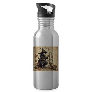 Hexenhandbuch / Zauberbuch / Halloween / Herbst - Trinkflasche mit integriertem Trinkhalm - Lightsilver - Rechts
