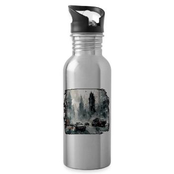 Apocalypse / Weltuntergang / Zerstörung / Anarchie - Trinkflasche mit integriertem Trinkhalm - Lightsilver - Rechts