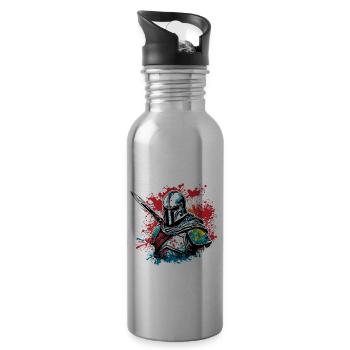 Spartiate / Guerrier / Combattant / Ancien / Sparte - Gourde avec paille intégrée - argent clair - Droite